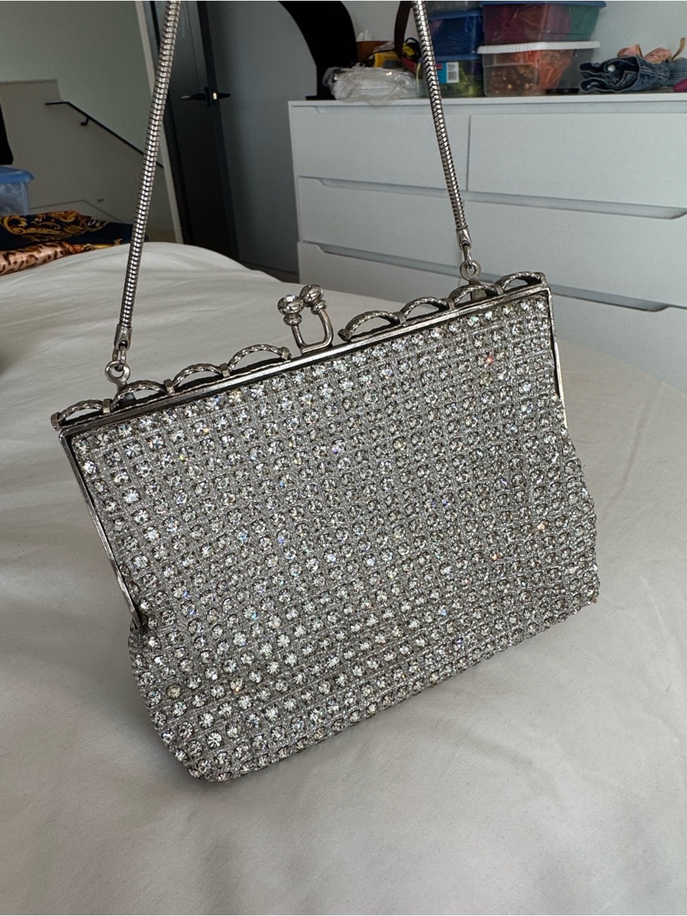 Silver Crystal Evening Clutch